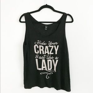 black tank top with writing